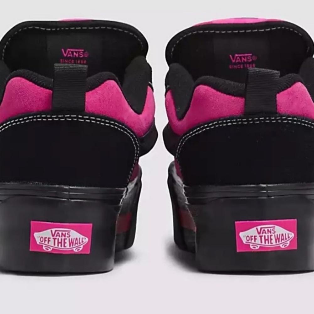 VANS Knu Skate Platform Stacked Skateboarding Sneakers Black/Hot-Pink/Satin New - Picture 11 of 11